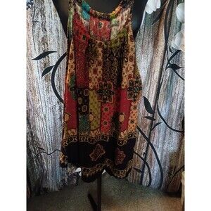 Lune plus-size summer tank top features a boho-style vintage print